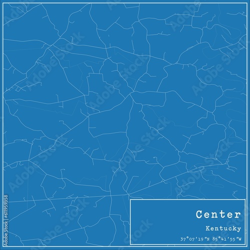 Blueprint US city map of Center, Kentucky.