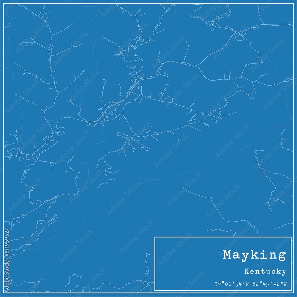 Blueprint US city map of Mayking, Kentucky. Blueprint US city map of Mayking, Kentucky.