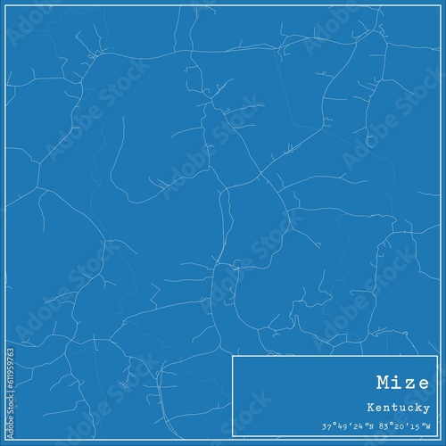 Blueprint US city map of Mize, Kentucky.