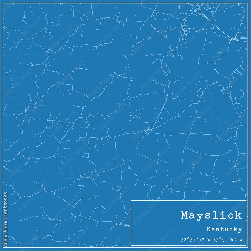 Blueprint US city map of Mayslick, Kentucky.