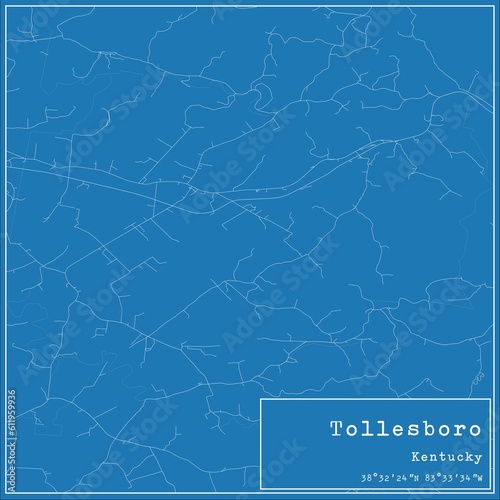Blueprint US city map of Tollesboro, Kentucky.