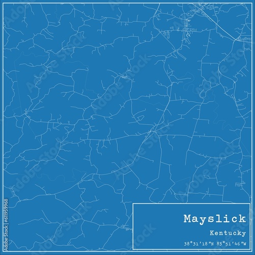 Blueprint US city map of Mayslick, Kentucky.