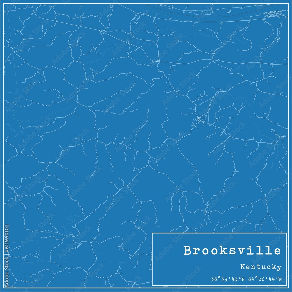 Blueprint US city map of Brooksville, Kentucky.