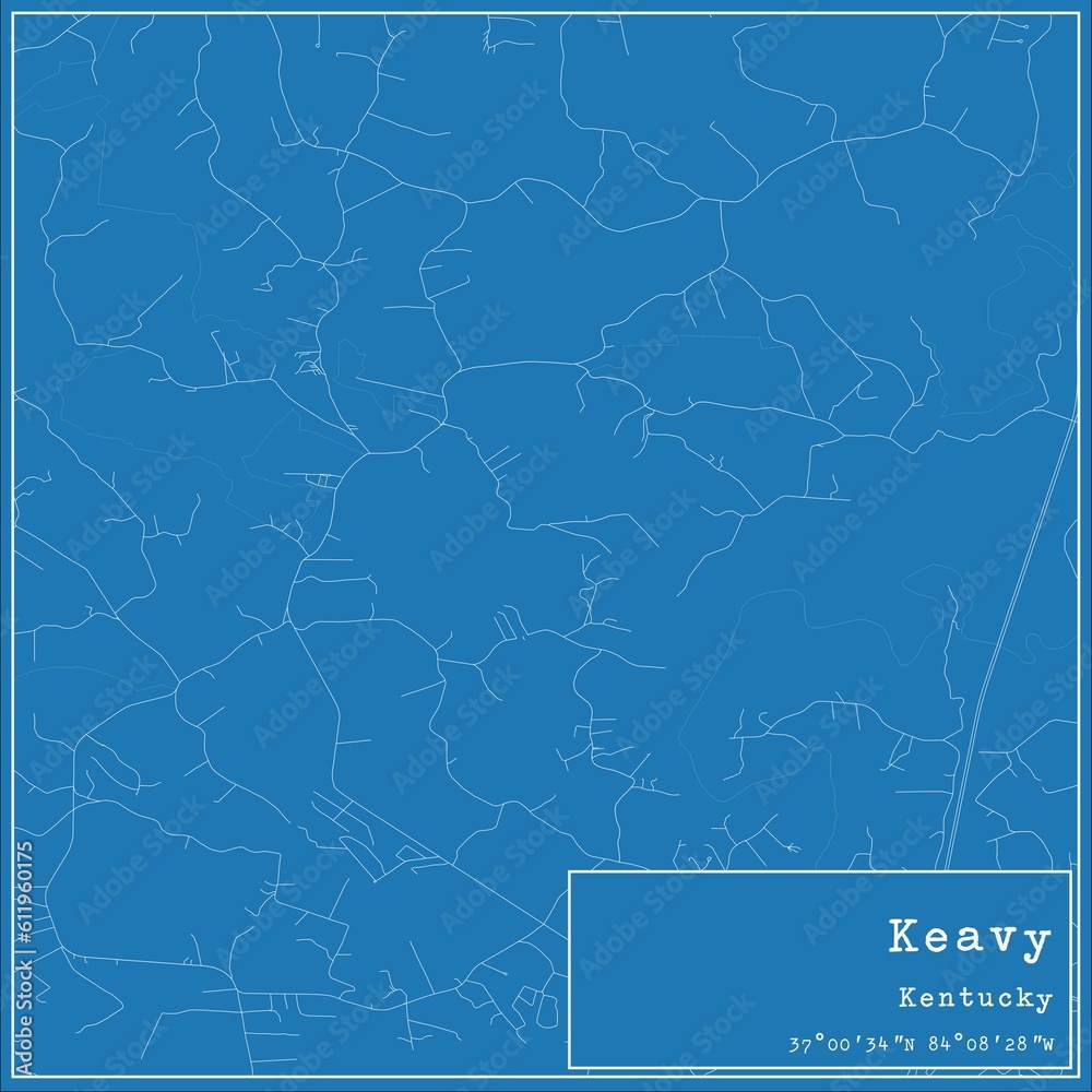 Blueprint US city map of Keavy, Kentucky.