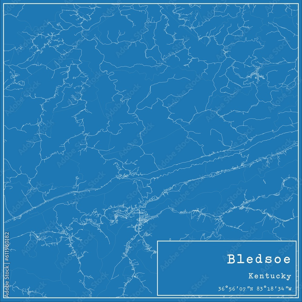 Blueprint US city map of Bledsoe, Kentucky. Blueprint US city map of Bledsoe, Kentucky.