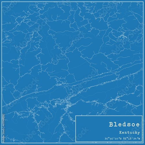 Blueprint US city map of Bledsoe  Kentucky.