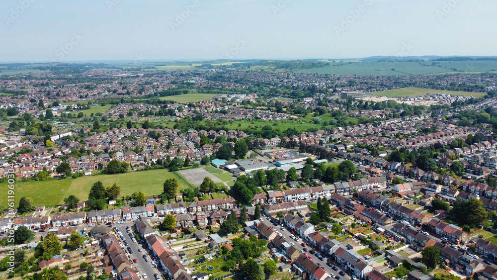Foto de Aerial View of Residential District and Real Estate Homes with