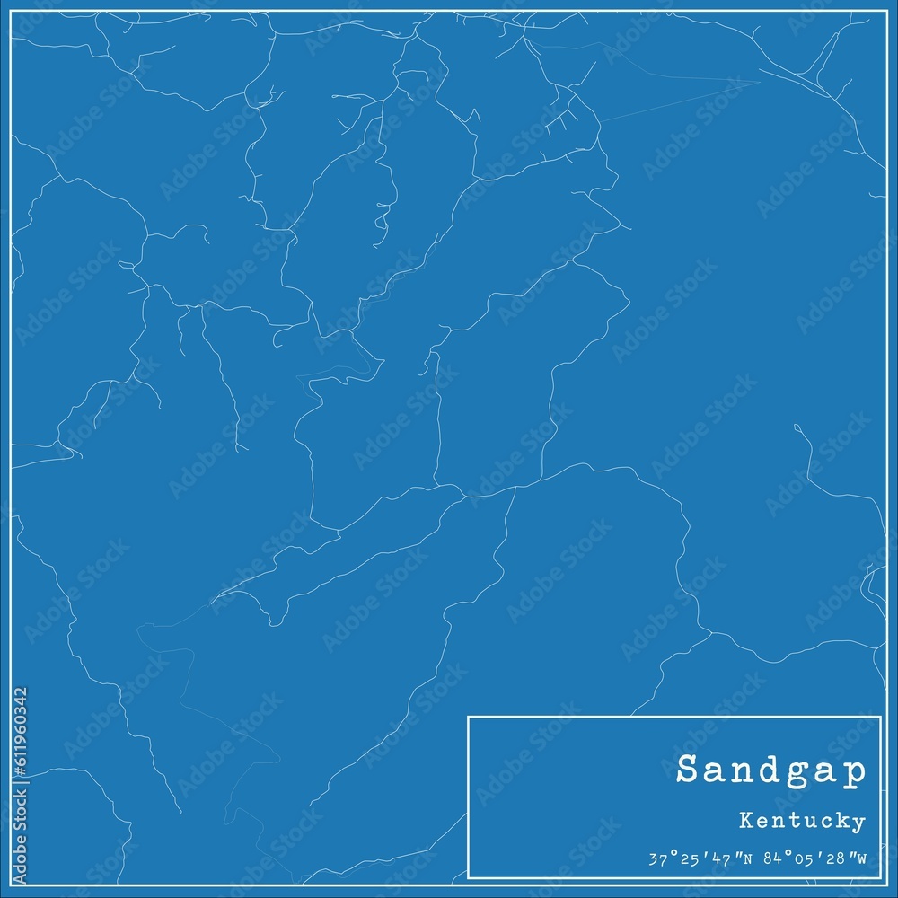 Blueprint US city map of Sandgap, Kentucky.