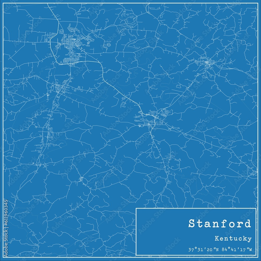 Blueprint US city map of Stanford, Kentucky.