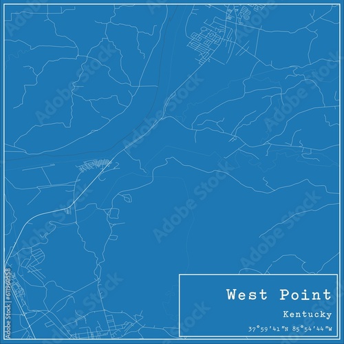 Blueprint US city map of West Point, Kentucky. photo