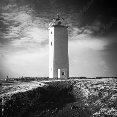 lighthouse in black and white