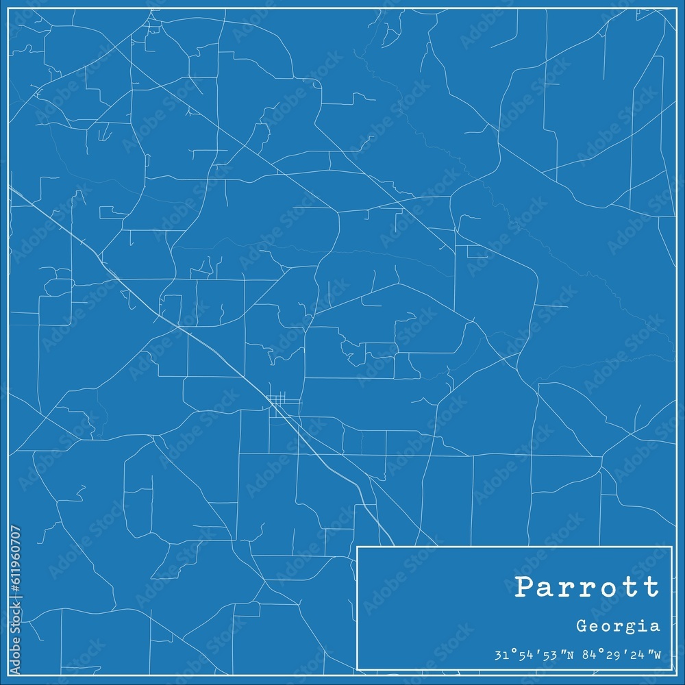 Blueprint US city map of Parrott, Georgia.
