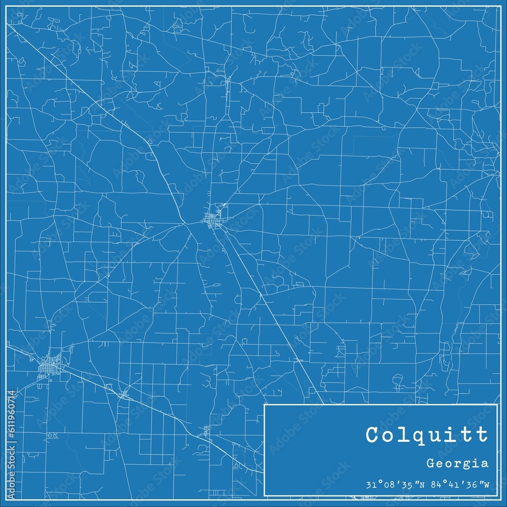 Blueprint US city map of Colquitt, Georgia.