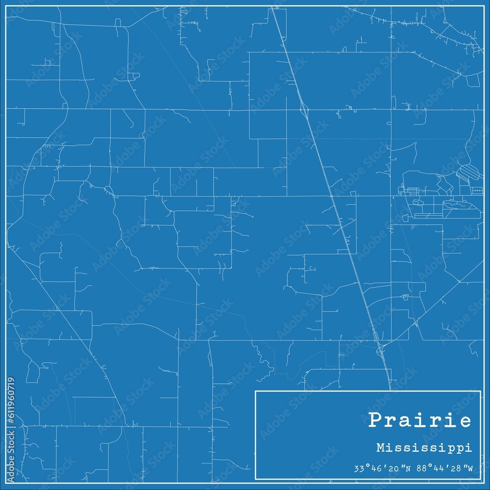 Blueprint US city map of Prairie, Mississippi. Blueprint US city map of Prairie, Mississippi.