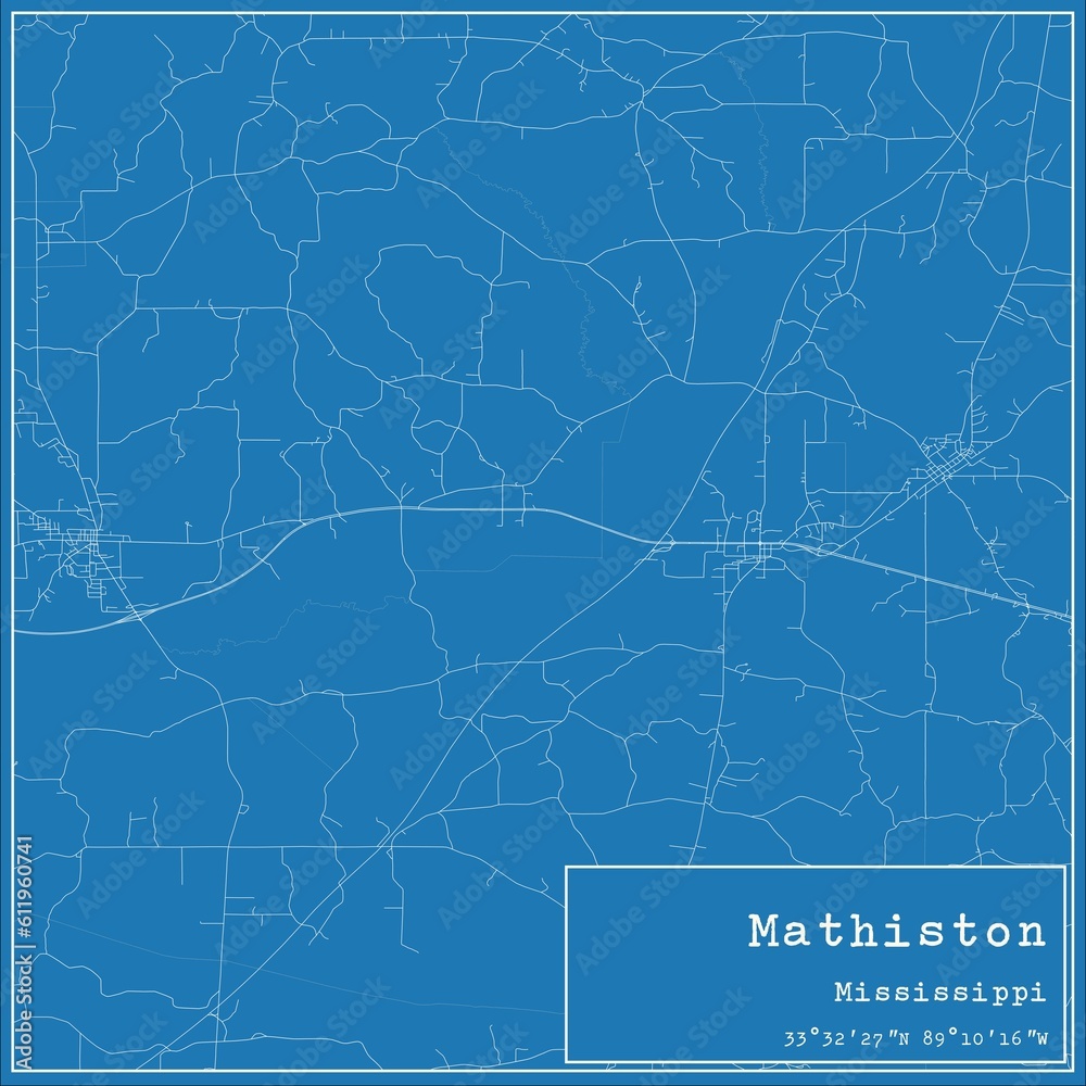 Blueprint US city map of Mathiston, Mississippi. Blueprint US city map of Mathiston, Mississippi.
