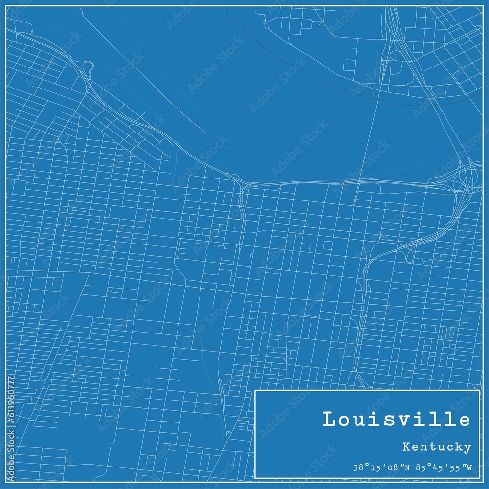 Blueprint US city map of Louisville, Kentucky. Blueprint US city map of Louisville, Kentucky.
