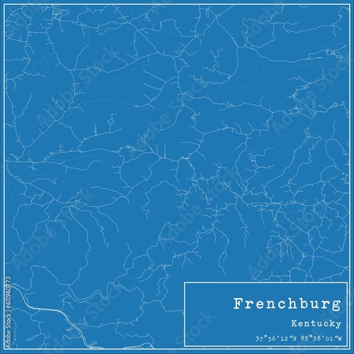 Blueprint US city map of Frenchburg, Kentucky. photo