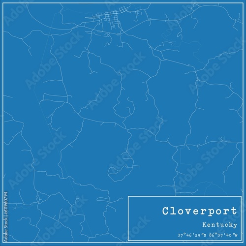 Blueprint US city map of Cloverport, Kentucky.