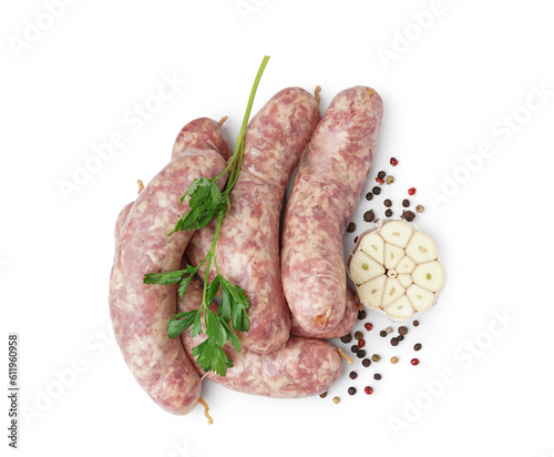 Raw pork sausages with fres...