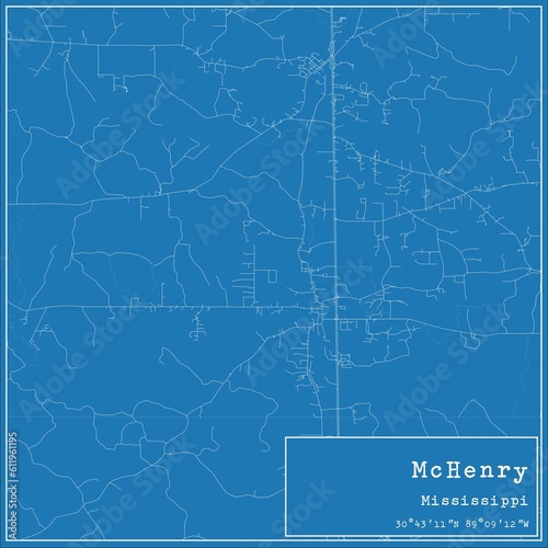 Blueprint US city map of McHenry, Mississippi.