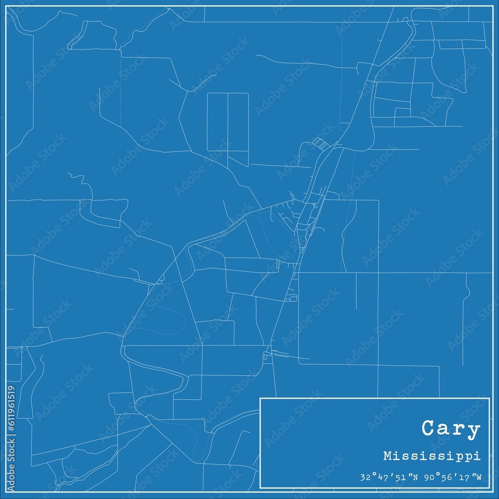 Blueprint US city map of Cary, Mississippi. Blueprint US city map of Cary, Mississippi.