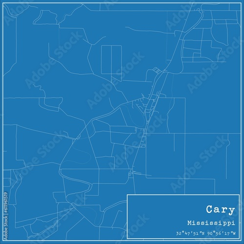 Blueprint US city map of Cary, Mississippi.