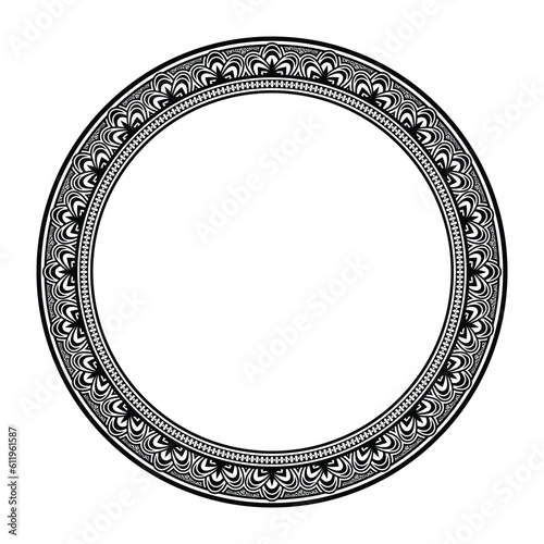 Round vintage frame. Isolated victorian circle frame on white background