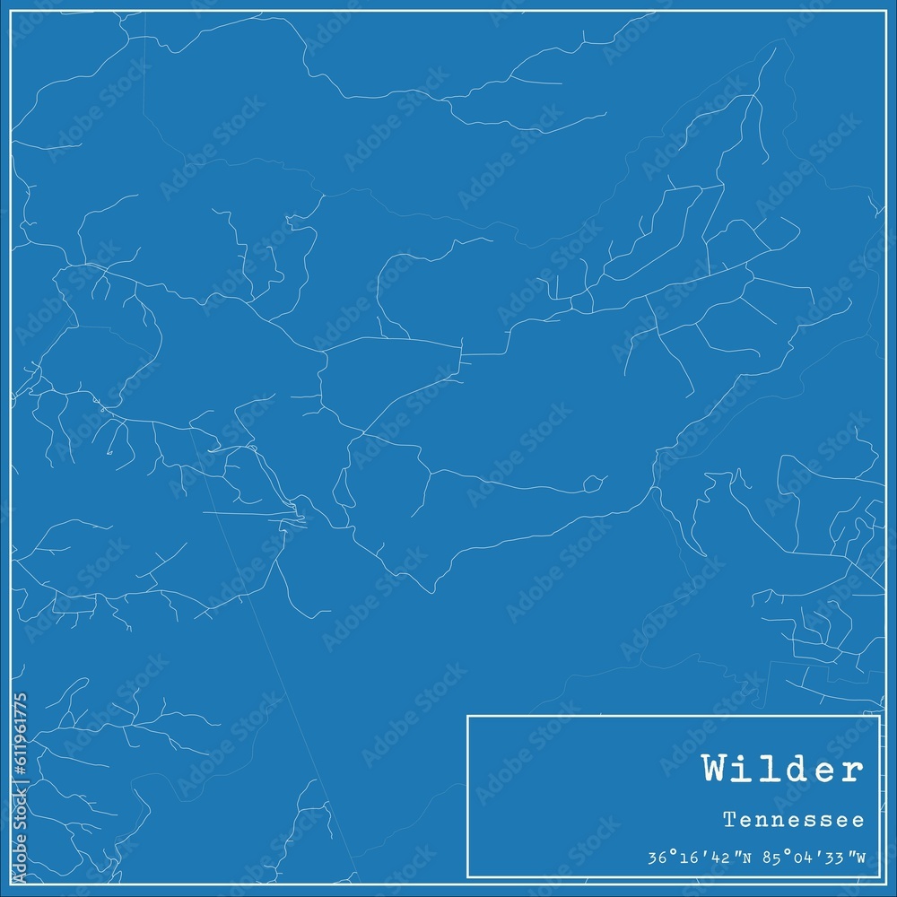 Blueprint US city map of Wilder, Tennessee. Blueprint US city map of Wilder, Tennessee.