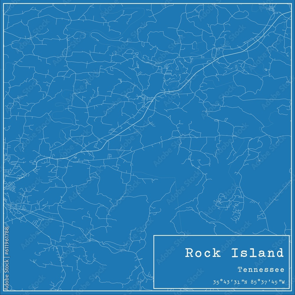 Blueprint US city map of Rock Island, Tennessee. Blueprint US city map of Rock Island, Tennessee.