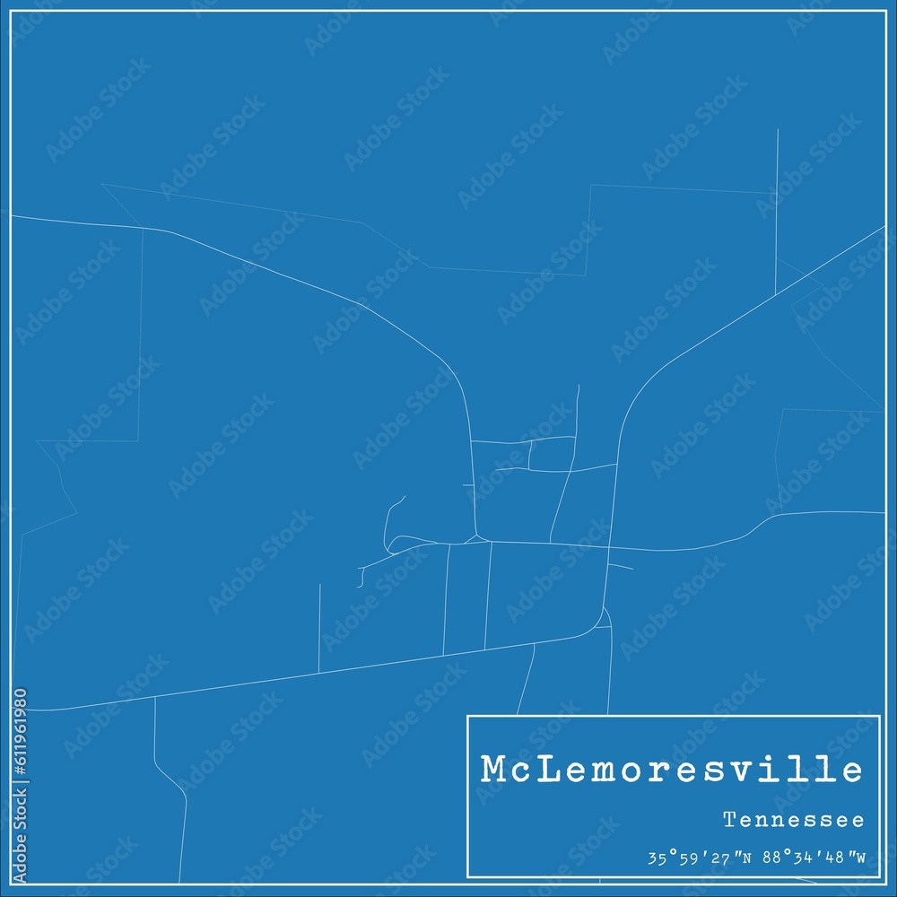 Blueprint US city map of McLemoresville, Tennessee.