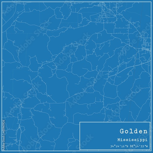 Blueprint US city map of Golden, Mississippi.