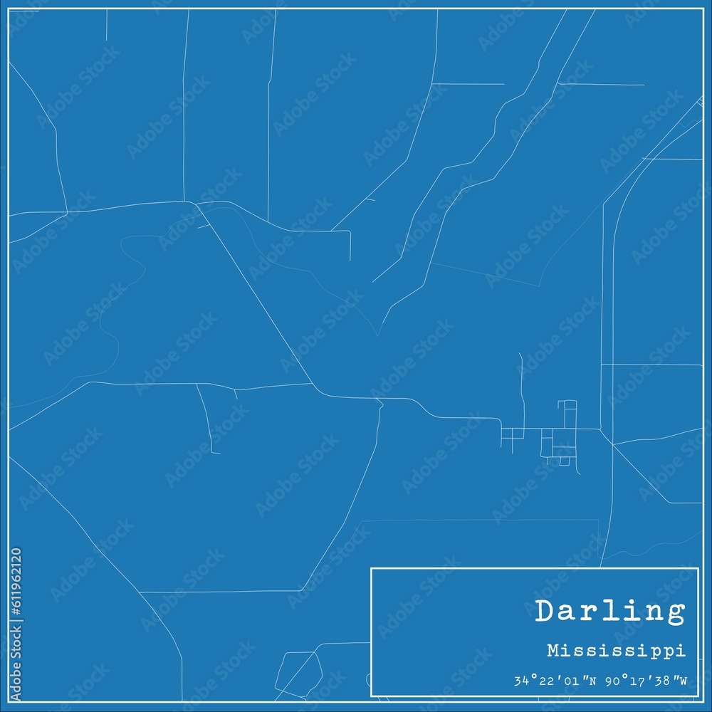 Blueprint US city map of Darling, Mississippi.