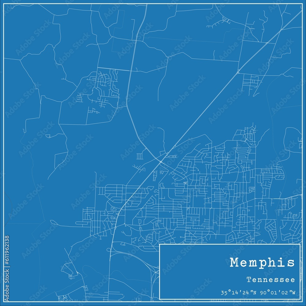 Fototapeta premium Blueprint US city map of Memphis, Tennessee.