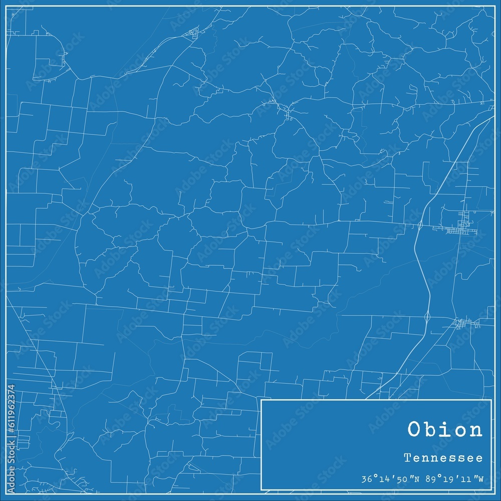 Blueprint US city map of Obion, Tennessee. Blueprint US city map of Obion, Tennessee.