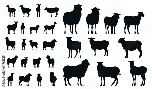 sheep or goat silhouettes set illustration vector