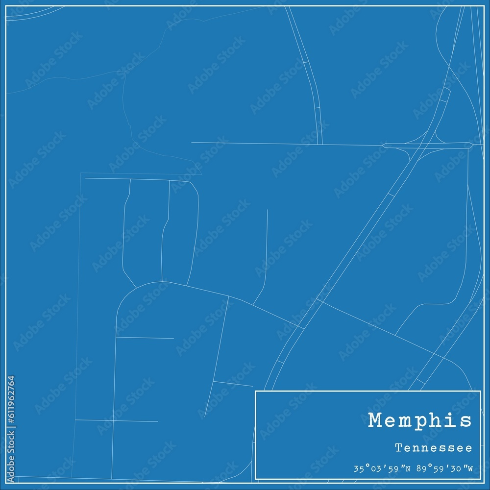 Blueprint US city map of Memphis, Tennessee. Blueprint US city map of Memphis, Tennessee.
