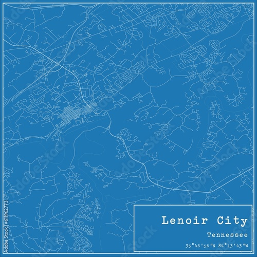 Blueprint US city map of Lenoir City, Tennessee. photo