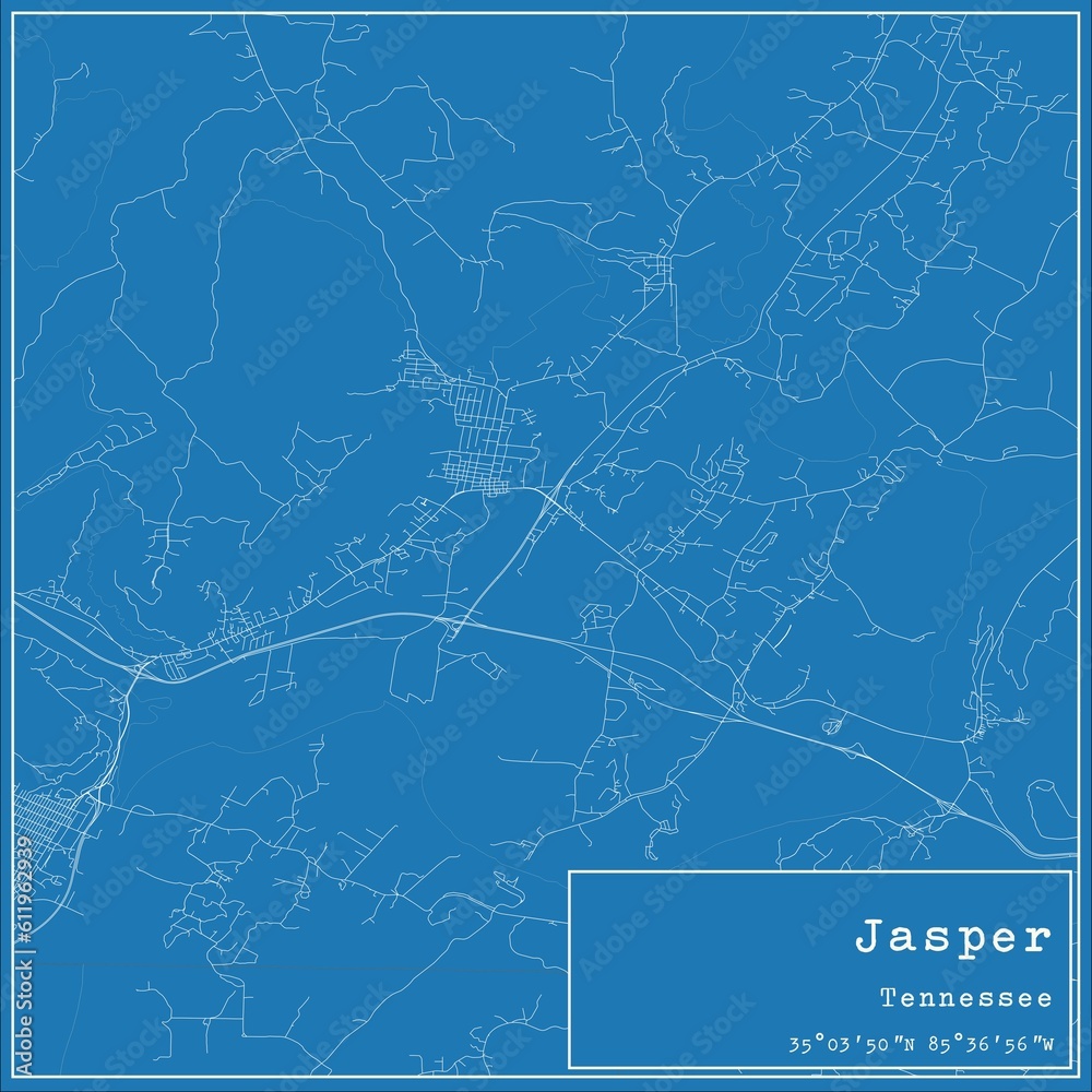Blueprint US city map of Jasper, Tennessee. Blueprint US city map of Jasper, Tennessee.
