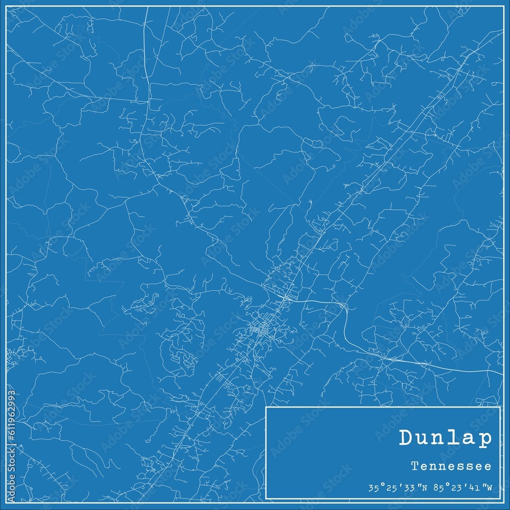 Blueprint US city map of Dunlap, Tennessee. Blueprint US city map of Dunlap, Tennessee.
