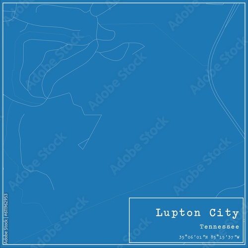 Blueprint US city map of Lupton City, Tennessee.