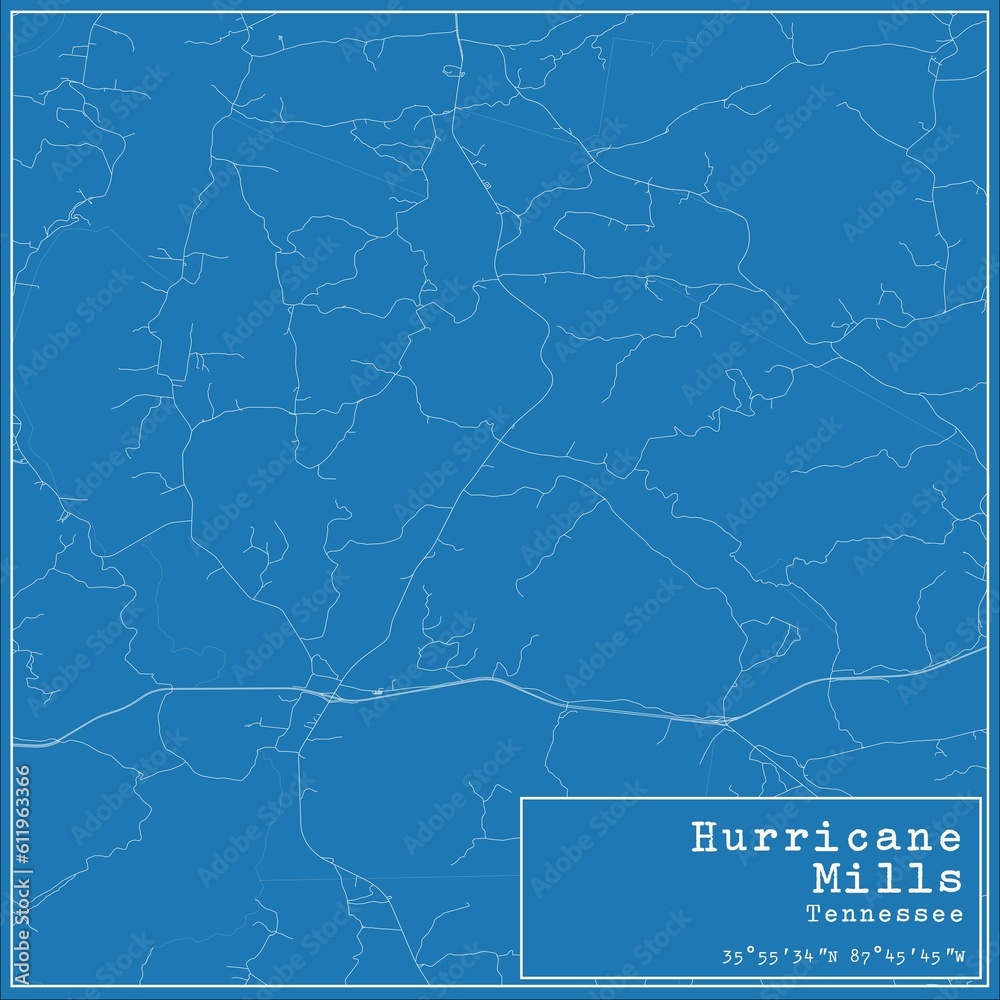 Blueprint US city map of Hurricane Mills, Tennessee. Blueprint US city map of Hurricane Mills, Tennessee.