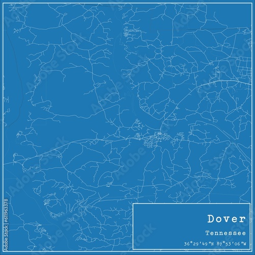 Blueprint US city map of Dover, Tennessee. photo