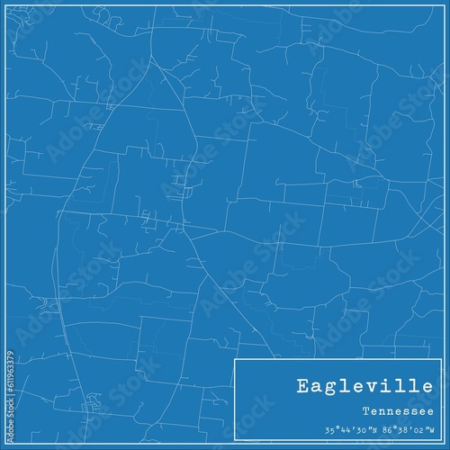 Blueprint US city map of Eagleville, Tennessee. photo