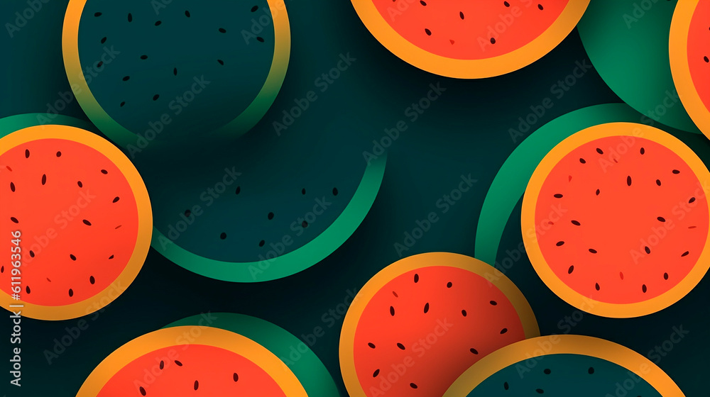 Fototapeta premium cut watermelon on a background with seed created with Generative Ai 