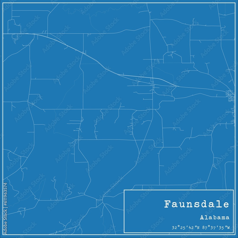 Blueprint US city map of Faunsdale, Alabama. Blueprint US city map of Faunsdale, Alabama.