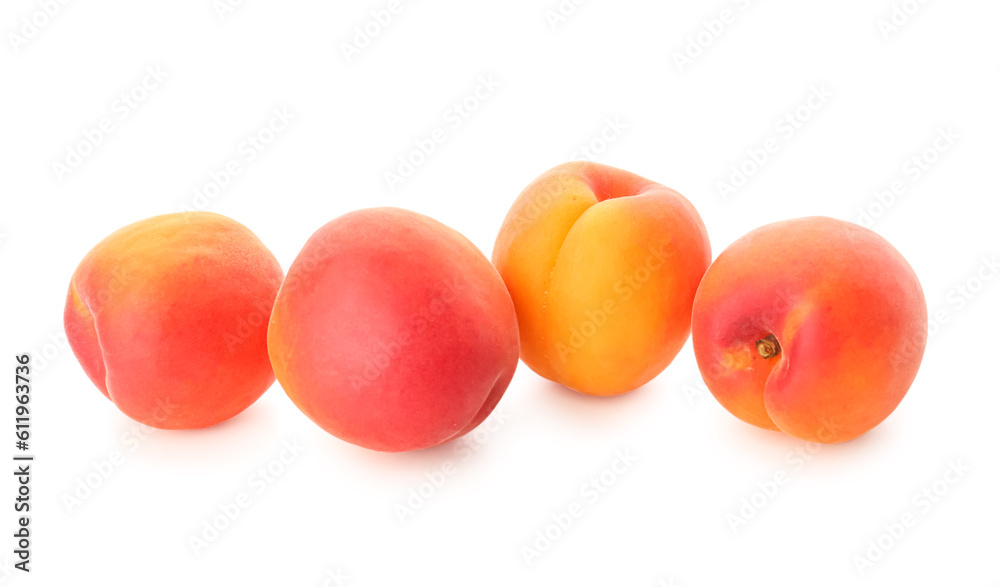 Ripe apricots isolated on white background Ripe apricots isolated on white background