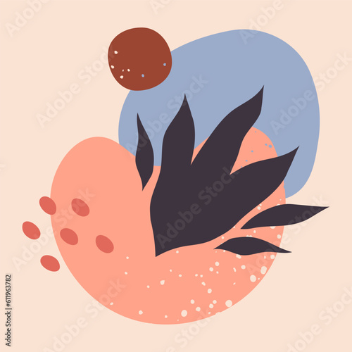 Abstract frame. Trendy colorful geometric and floristic shapes. Doodle modern elements isolated flat vector illustration