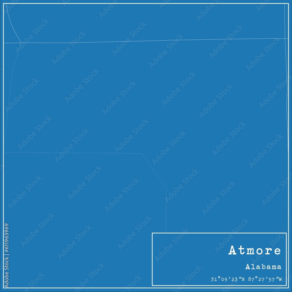 Blueprint US city map of Atmore, Alabama. Blueprint US city map of Atmore, Alabama.
