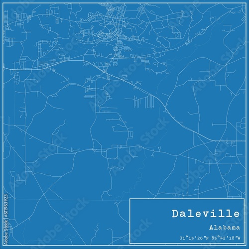 Blueprint US city map of Daleville, Alabama.