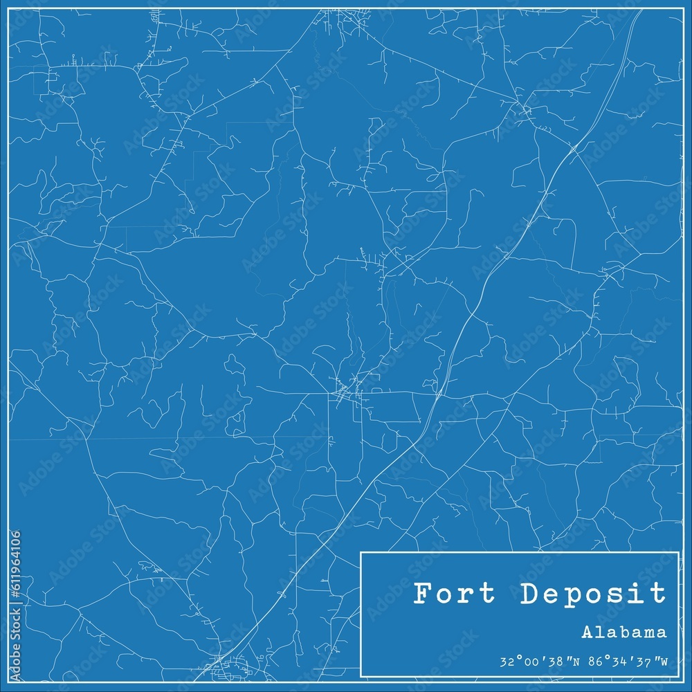 Blueprint US city map of Fort Deposit, Alabama.